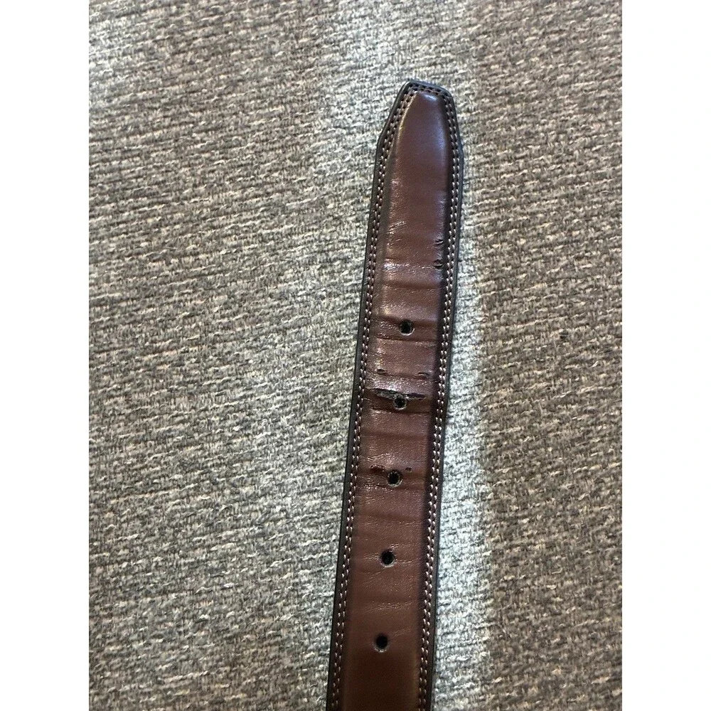 Dockers Men’s Dress Belt Brown 36/90 1 1/4in Adjustable Logo Silver‎ Buckle